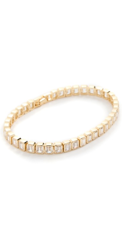 SHASHI Emerald Cut Tennis Bracelet Gold