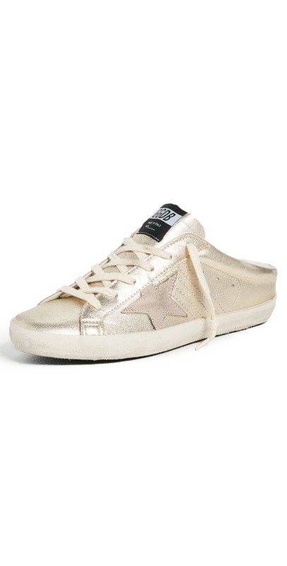 Golden Goose Super-Star Sabot Laminated Sneakers Platinum/Beige
