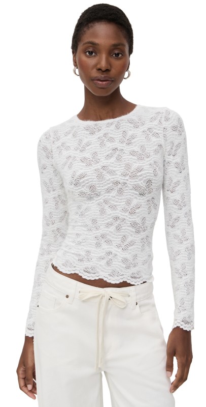 Lioness Poppy Lace Long Sleeve Blouse Cream
