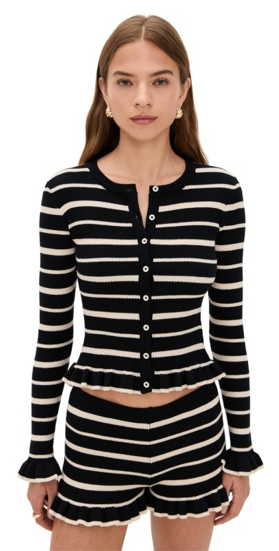 Seven Wonders Donna Long Sleeve Knit Top Black/Cream
