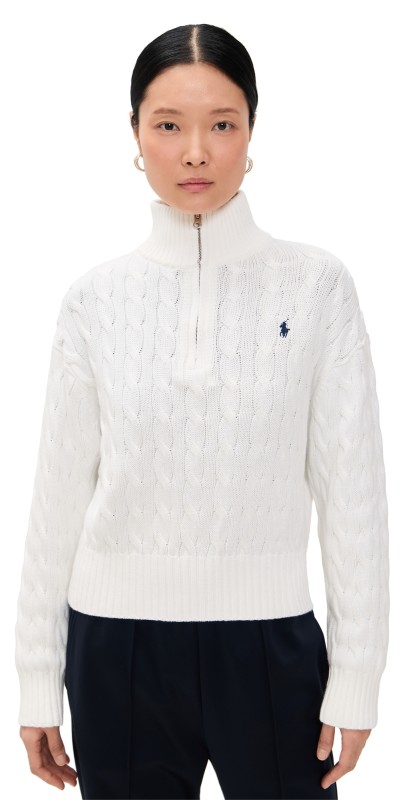 Polo Ralph Lauren Cotton Long Sleeve Pullover Sweater White