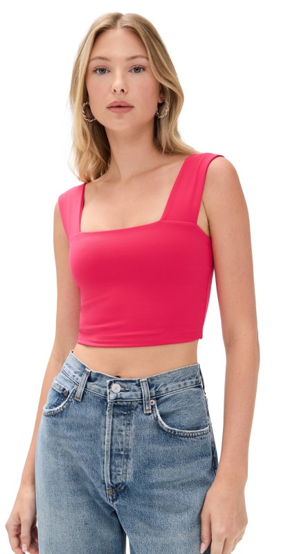 Susana Monaco Essential Wide Strap Top Hibiscus