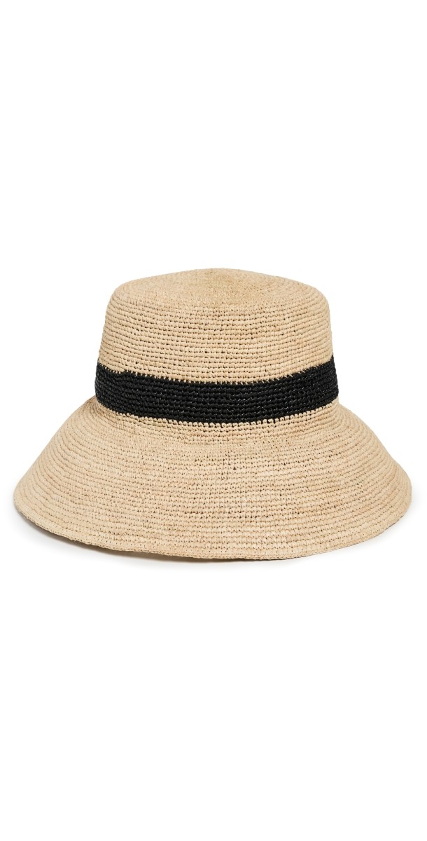 Jenni Kayne Crochet Raffia Sun Hat Black Stripe