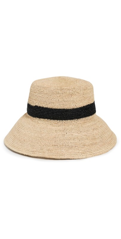 Jenni Kayne Crochet Raffia Sun Hat Black Stripe