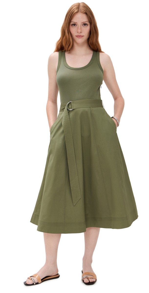 Veronica Beard Jean Ennis Mixed Media Dress Stone Army