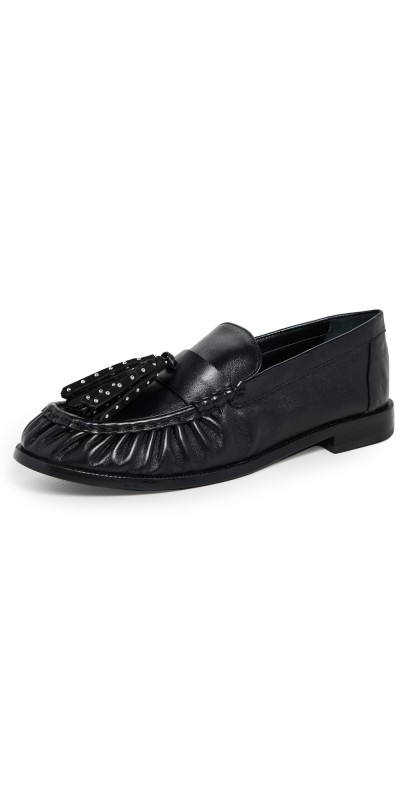 Schutz Tilly Tassel Loafers Black