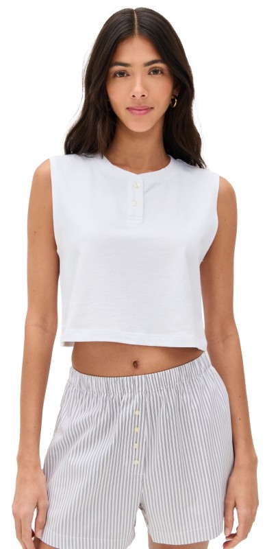 Leset Margo Sleeveless Henley White