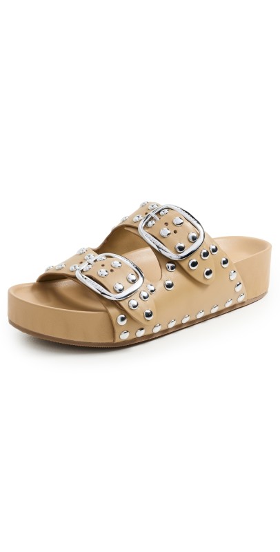 Loeffler Randall Jack Two Band Sandals Khaki/Silver