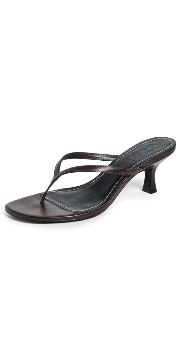 STAUD Freja Thong Kitten Heel Sandals Espresso