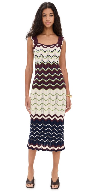 Tanya Taylor Leigh Dress Black/Cream/Merlot Multi