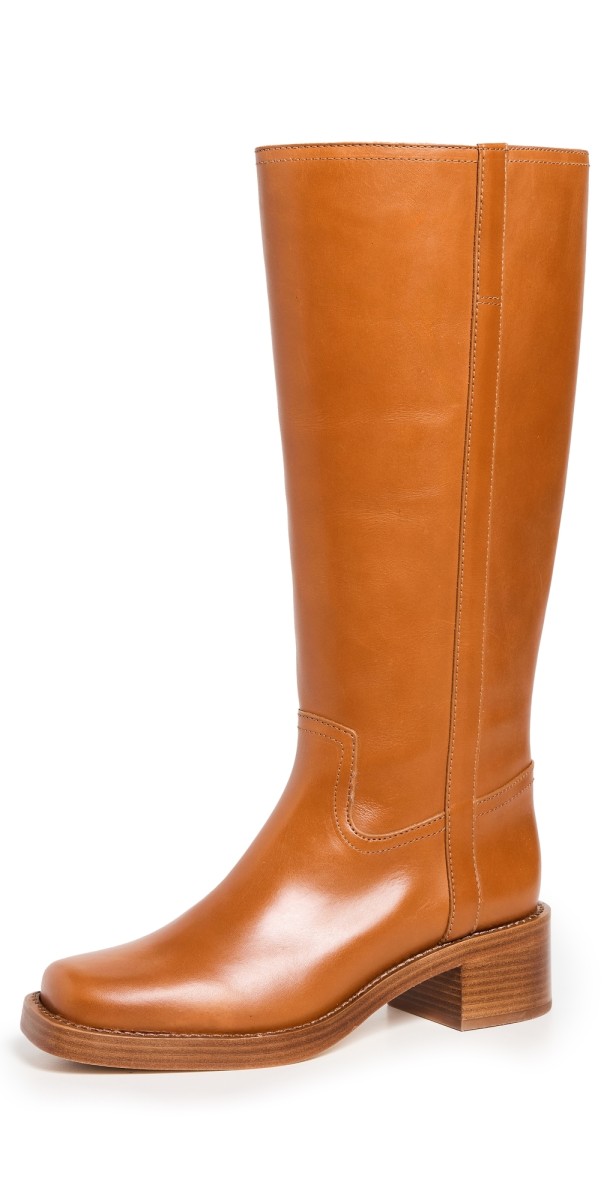 Reformation Frances Knee Boots Whiskey Leather
