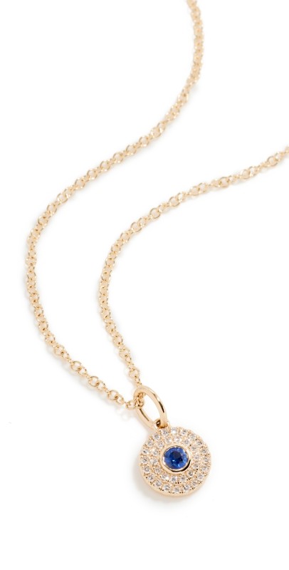 EF Collection Diamond & Round Blue Sapphire Necklace Gold
