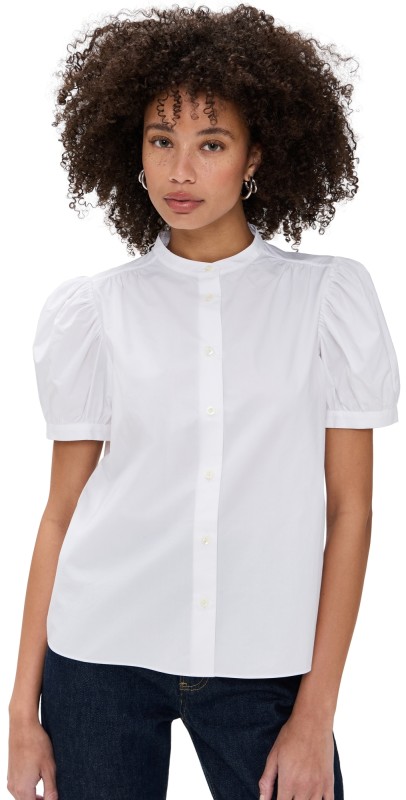 FRAME The Gathered Top White
