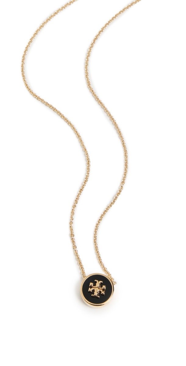Tory Burch Kira Enamel Pendant Necklace Tory Gold / Black