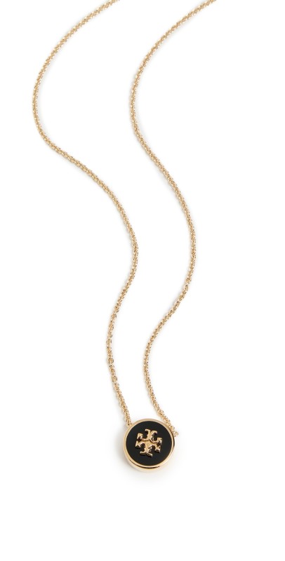 Tory Burch Kira Enamel Pendant Necklace Tory Gold / Black