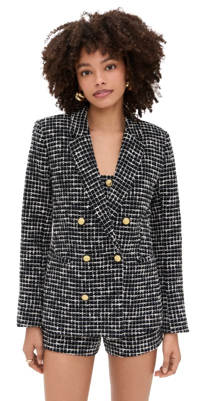 L'AGENCE Colin Double Breasted Blazer Black/Ecru Blrc