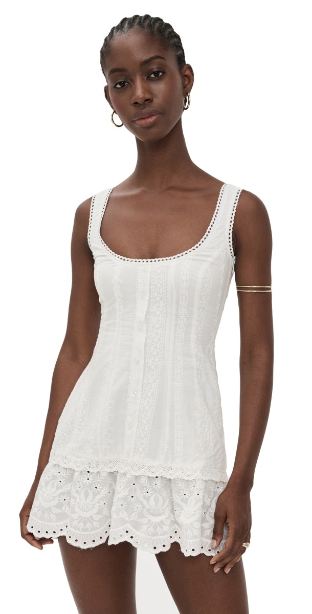 GUIZIO Aylin Eyelet Dress White