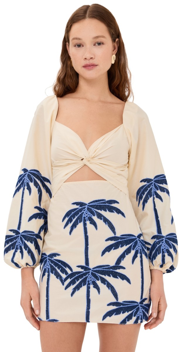 Johanna Ortiz The Power Of Sea Mini Dress Ecru/Blue