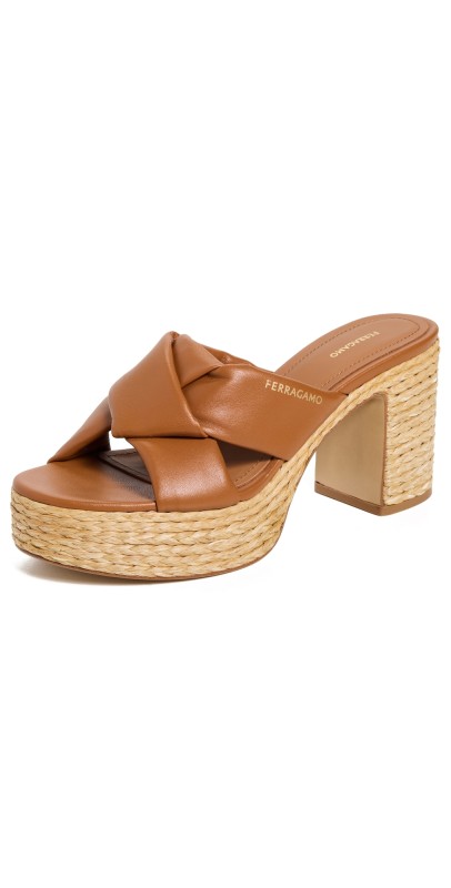 FERRAGAMO Douglas Sandals 85mm Cognac
