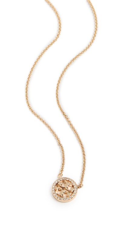 Tory Burch Miller Pave Pendant Necklace Tory Gold/Crystal