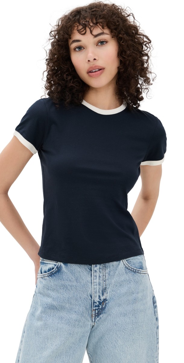 FRAME The Ringer Baby Tee Navy Multi