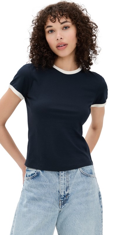 FRAME The Ringer Baby Tee Navy Multi
