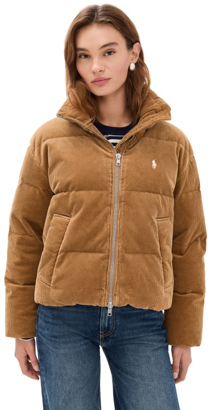 Polo Ralph Lauren Cord Puffer Jacket Tan