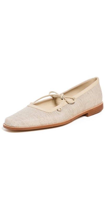 KAANAS Misha Canvas Ballerina Flats Oat