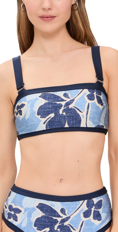 SIMKHAI Luthea Tube Top with Removable Straps Blue Hydrangea Floral