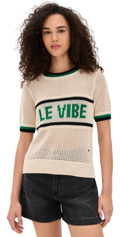 Clare V. Luc Knit Tee Cream w/ Green & Black Le Vibe