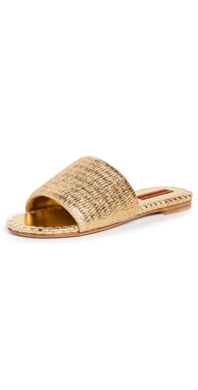 SIMONMILLER Metallic Raffia Salerno Sandals Gold/Natural