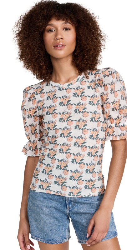 Nation LTD Bia Gathered Sleeve Tee Peach Blossom