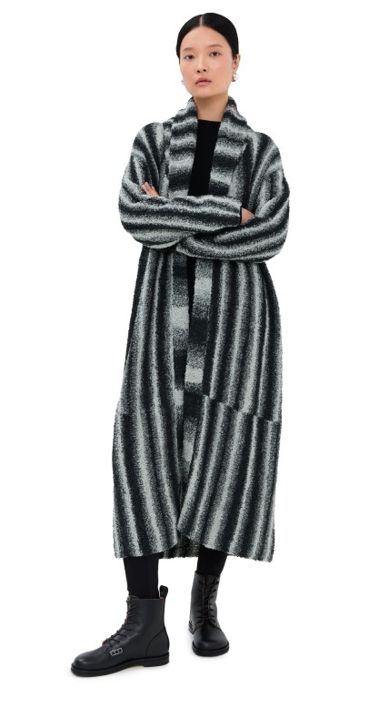 The Elder Statesman Rover Alpaca Boucle Robe Black Gradient