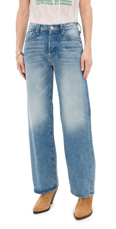MOTHER Petite Lil Dodger Button Sneak Jeans Wipeout