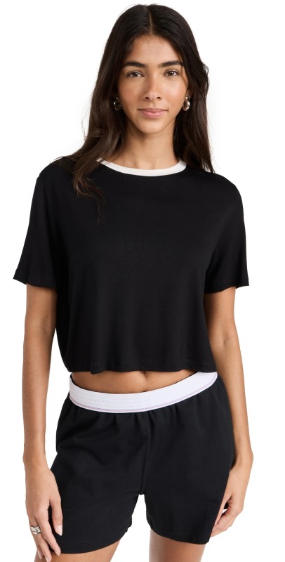 Splits59 Djuna Crop Ringer Top Black/White