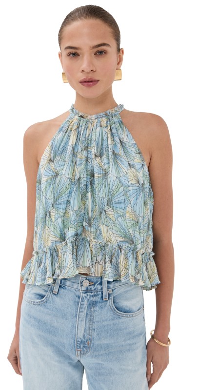 Veronica Beard Renee Top Powder Blue Multi