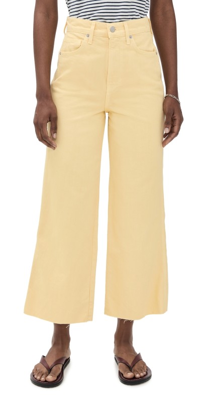 Veronica Beard Jean Taylor Cropped High Rise Wide Jeans Chamomile