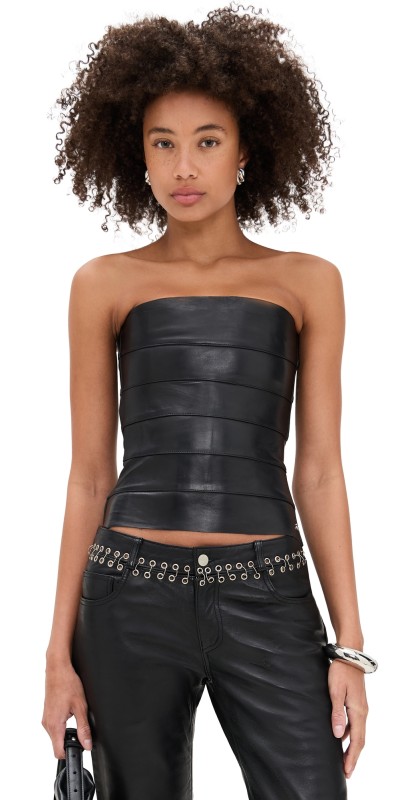 Miaou Lupe Leather Corset Black