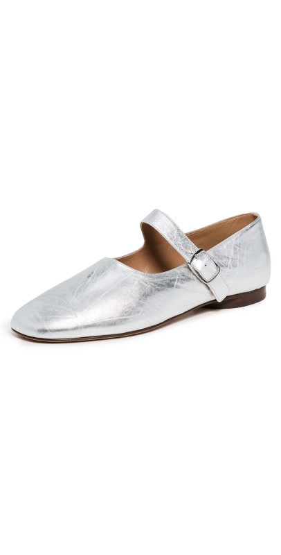 Mansur Gavriel Glove Mary Jane Flats Silver