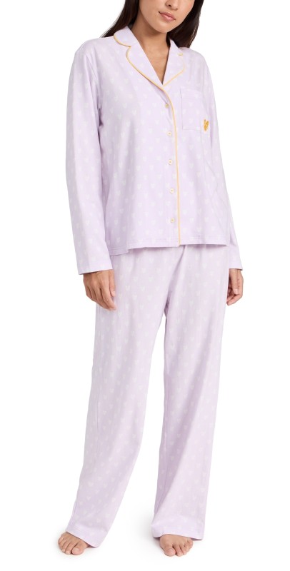Kerri Rosenthal Betty Pajama Set Pop Heart Reverse Lavender