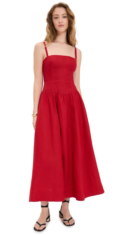 Reformation Katarin Linen Dress Lipstick
