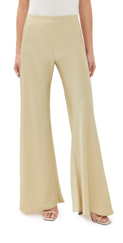 Rosetta Getty Bias Cut Wide Leg Pants Champagne