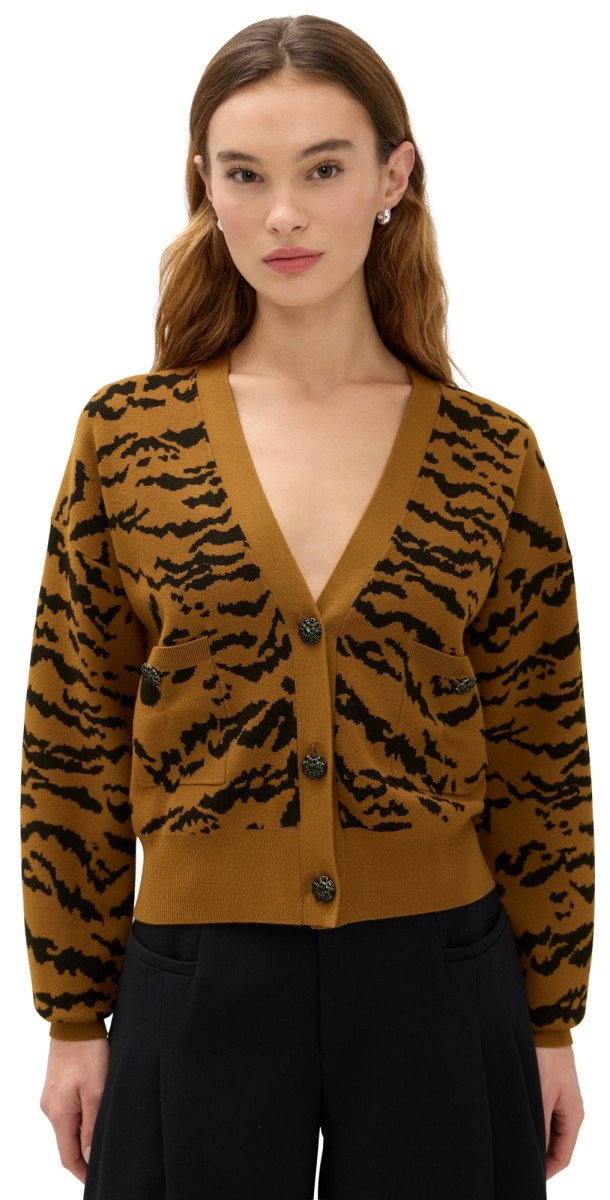 ESSENTIEL ANTWERP Icali Zebra Cardigan Combo1 Cinnamon Rufous