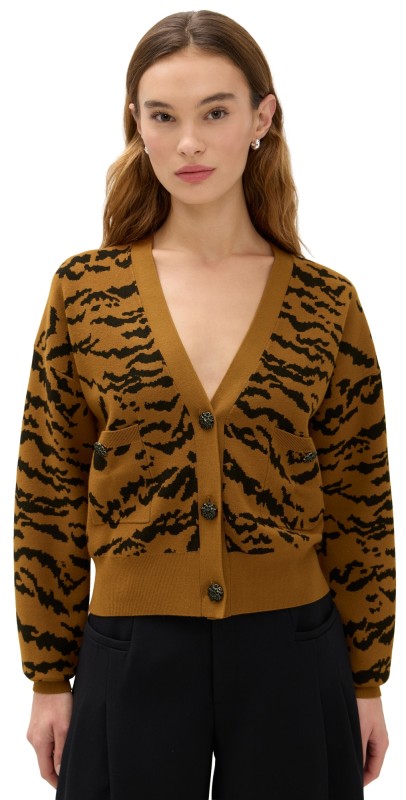 ESSENTIEL ANTWERP Icali Zebra Cardigan Combo1 Cinnamon Rufous