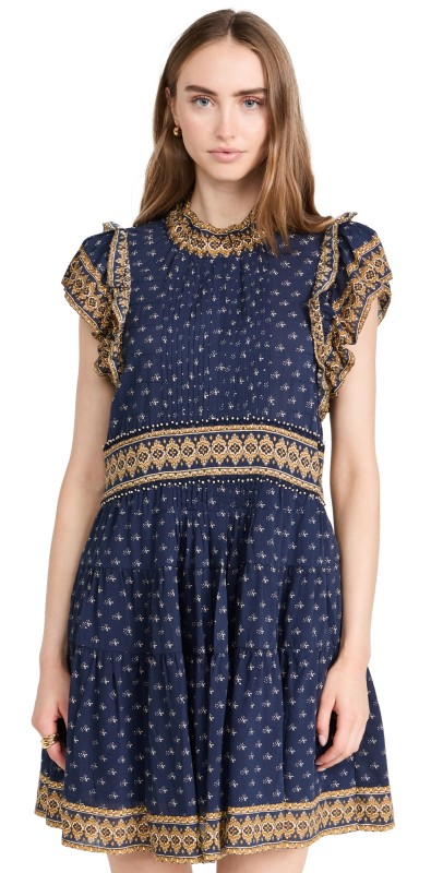 Sea Arlita Print Flutter Sleeve Tunic Dress Navy