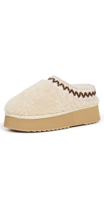 MOU Curly Platform Clogs Vanilla