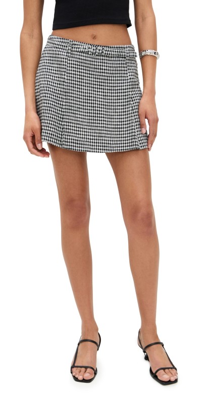 Reformation Rory Linen Skirt Remy Check