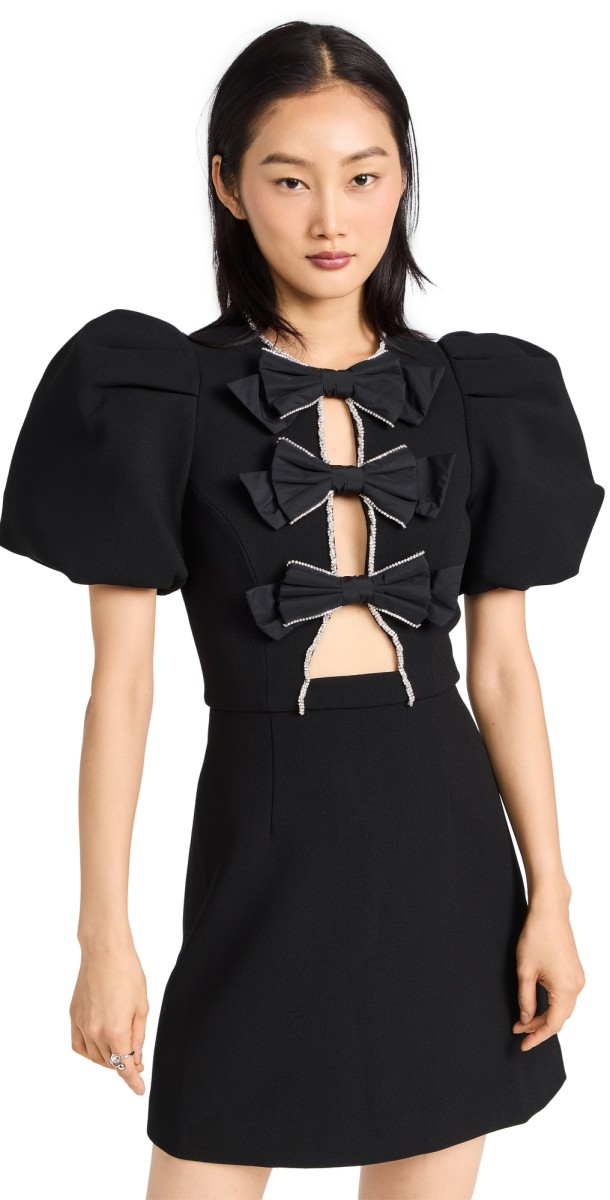 Rebecca Vallance Katie Bow Mini Dress Black