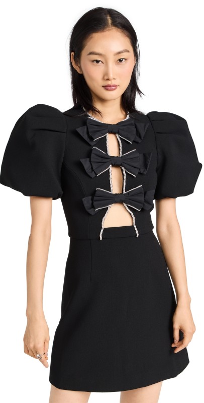 Rebecca Vallance Katie Bow Mini Dress Black