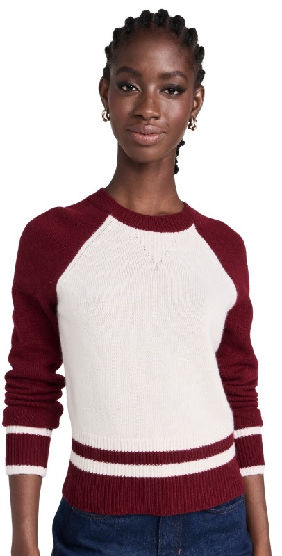 Veronica Beard Jean Ralie Pullover Ivory/Maroon